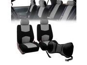 Front Bucket Seat covers Gray With Seat Back Cushion Pad Gray for Auto Car SUV Van