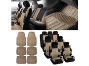 3Row SUV VAN Beige Seat Cover with Beige Floor Mats For Sedan SUV Vand 7 Seaters