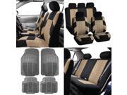 Car SUV VAN seat Covers w Gray Heavy Duty Mats Beige