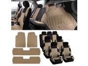 3Row 7 Seats SUV Beige Seat Covers with Beige Floor Mats For SUV Van Sedan Truck Auto