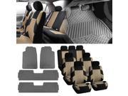 3Row 7 Seats SUV Beige Seat Covers with Gray Floor Mats For SUV Van Sedan Truck Auto