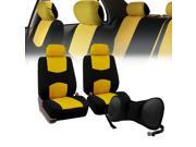 Front Bucket Seat covers Yellow With Seat Back Cushion Pad Black for Auto Car SUV Van