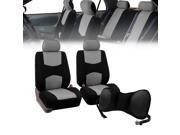 Front Bucket Seat covers Gray With Seat Back Cushion Pad Black for Auto Car SUV Van