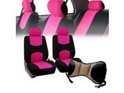 Front Bucket Seat covers Pink With Seat Back Cushion Pad Beige for Auto Car SUV Van