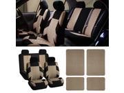 Auto Vehicle Seat Covers Combo with Floor Mats Beige