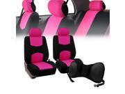 Front Bucket Seat covers Pink With Seat Back Cushion Pad Gray for Auto Car SUV Van