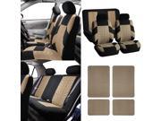 Car Seat Covers with Floor Mats Combo for Auto SUV CAR Beige