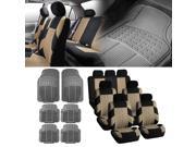 Beige Seat Cover for 3row SUV VAN with Gray Heavy Duty Floor Mats 7 Seaters