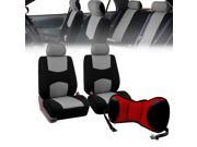 Front Bucket Seat covers Gray With Seat Back Cushion Pad Red for Auto Car SUV Van