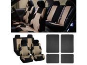 Auto Seat Covers for Car SUV with Black Floor Mats Beige