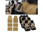 3Row Beige Black Seat Covers for 7 Seaters SUV Van with Beige Floor Mats