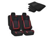 Red Black Car Seat Covers for Sedan SUV Truck Full Set w Black Carpet Floor Mats Cyber Monday Deal