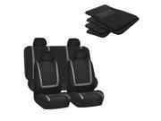 Gray Black Car Seat Covers for Sedan SUV Full Set w Black Carpet Floor Mats Cyber Monday Deal