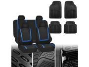 Blue Black Cloth Auto Seat Covers with Black Heavy Duty Floor Mats Cyber Monday Deal