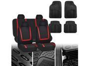 Red Black Cloth Auto Seat Covers with Black Heavy Duty Floor Mats Cyber Monday Deal