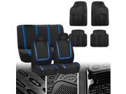Blue Black Cloth Auto Seat Covers with Black All Weather Floor Mats Cyber Monday Deal