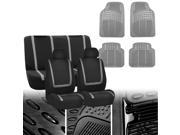 Car Seat Covers Gray Black Full Set for Auto w Gray Leather Steering Wheel Cover