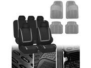 Car Seat Covers Gray Black Full Set for Auto w Gray Leather Steering Wheel Cover