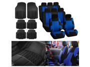 Blue Seat Cover for 3row SUV VAN with Black Heavy Duty Floor Mats 8 Seaters