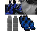 3Row Blue Black Seat Covers for 7 Seaters SUV Van with Gray Floor Mats