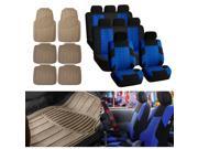 3Row SUV VAN Blue Seat Cover with Beige Floor Mats For Sedan SUV Vand 8 Seaters