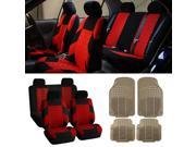 SUV CAR AUTO seat Covers Beige Heavy Duty Mats Combo Red