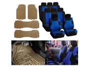 SUV 7 Seats 3row Blue Seat Covers with Beige Floor Mats For Sedan SUV Van