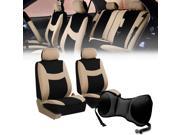 Front Bucket Seat Covers Airbag Compatible Black With Seat Back Cushion Pad Gray for Auto Car SUV Van