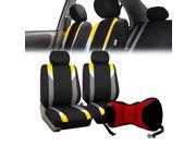 Front Bucket Pair for Auto Vehicle Yellow with Seat Back Cushion Pad Red Car SUV Van Truck