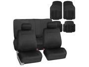 Car Seat Cover Neoprene Waterproof Pet Proof Full Set 2 Headrest Cover Black w 4PCS Mats