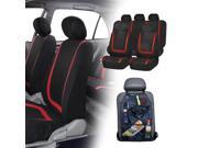 Red Black Car Seat Covers for Auto SUV Truck Van Vehicle with Oraganizer