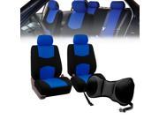 Front Bucket Seat covers Blue With Seat Back Cushion Pad Gray for Auto Car SUV Van
