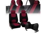 Front Bucket Seat covers Burgundy With Seat Back Cushion Pad Black for Auto Car SUV Van