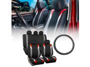 FH Group Racing Car Seat Covers for Auto with Leather Steering Wheel Red Black