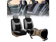 Front Bucket Seat Covers Airbag Compatible Blue With Seat Back Cushion Pad Beige for Auto Car SUV Van