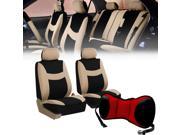 Front Bucket Seat Covers Airbag Compatible Black With Seat Back Cushion Pad Red for Auto Car SUV Van
