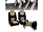 Front Bucket Seat covers Beige With Seat Back Cushion Pad Beige for Auto Car SUV Van