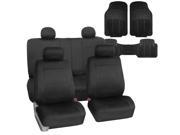 Car Seat Cover Neoprene Waterproof Pet Proof Full Set 4 Headrest Cover Black w Floor Mats