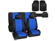 Car Seat Cover Neoprene Waterproof Pet Proof Full Set 2 Headrest Cover Blue w Floor Mats