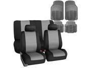 Car Seat Cover Neoprene Waterproof Pet Proof Full Set 2 Headrest Cover Gray w 4PCS Mats