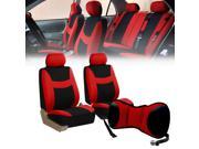 Front Bucket Seat Covers Airbag Compatible Gray With Seat Back Cushion Pad Red for Auto Car SUV Van
