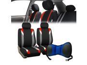 Front Bucket Pair for Auto Vehicle Red with Seat Back Cushion Pad Blue Car SUV Van Truck