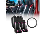 FH Group Racing Car Seat Covers for Auto with Leather Steering Wheel Pink Black
