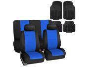 Car Seat Cover Neoprene Waterproof Pet Proof Full Set 2 Headrest Cover Blue w 4PCS Mats