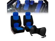 Front Bucket Seat covers Blue With Seat Back Cushion Pad Black for Auto Car SUV Van