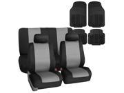 Car Seat Cover Neoprene Waterproof Pet Proof Full Set 2 Headrest Cover Gray w 4PCS Mats