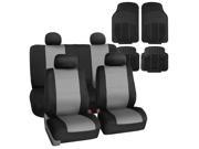 Car Seat Cover Neoprene Waterproof Pet Proof Full Set 4 Headrest Cover Gray w 4PCS Mats
