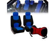 Front Bucket Seat covers Blue With Seat Back Cushion Pad Red for Auto Car SUV Van