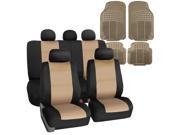 Car Seat Cover Neoprene Waterproof Pet Proof Full Set Cover Beige w 4PCS Mats