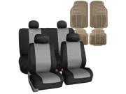 Car Seat Cover Neoprene Waterproof Pet Proof Full Set 4 Headrest Cover Gray w 4PCS Mats
